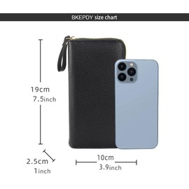 BKEPDY Women's Purse Large Capacity Leather Women's Purse Zip Clutch with RFID Blocking and Multiple, black, Casual