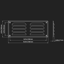 10" x 4" Inch - Anthracite Air Vent Cover - Quality Return Air Grilles - for Ceiling and Sidewall - HVAC - with Protection Screen (260 x 105 mm)
