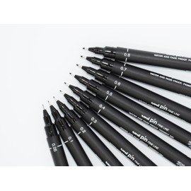 Uni-Ball Case of 5 pieces of calibrated markers tip 0.2 to 1 mm black color SET CLASSIC II