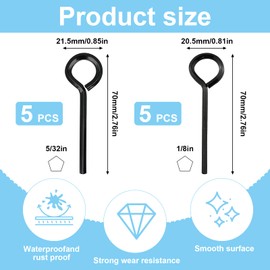 PENGJINYU 10 PCS Black Standard Hex Dogging Key with Full Loop,5 PCS(1/8'')/5 PCS(5/32'') Metal Allen Wrench Keychain Keyring Set, Metal Wrench Door Key for Push Bar Panic Exit Device