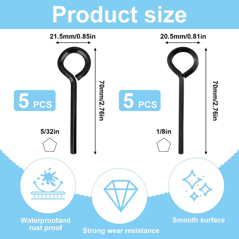PENGJINYU 10 PCS Black Standard Hex Dogging Key with Full