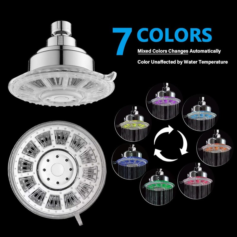 JINYOMFLY Rain Shower Head with LED, Rain Shower with LED