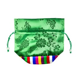 Seoulful Vintage Korean Bokjumeoni Lucky Pouches - Traditional Korean Color Block Hanbok Gifts Bag - Saekdong Stripes Chuseok Gifts (Green)