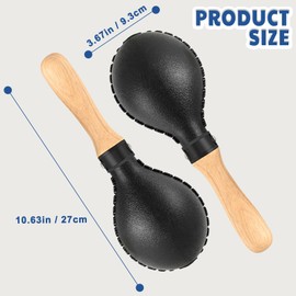EASTROCK Maracas Hand Percussion Rattles Sand Hammer Percussion Instrument Black Professional Maracas with ABS Shells and Wooden Handles for Live Performances and Recording Party Concert KTV Black