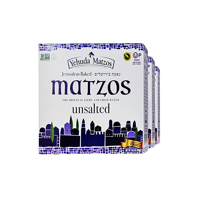 Yehuda Unsalted Matzo Thins, 10.5oz (3 Pack) Airy, Crisp &