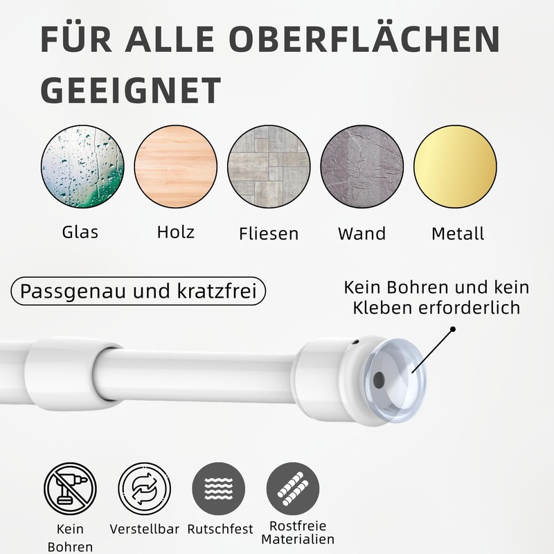 Venwemong Net Curtain Rods Extendable, No Drill, 2 Pack, 60-80
