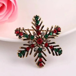 ZARD Christmas Snowflake Pin Brooch Multi-Color Crystal Accents Holiday Jewelry