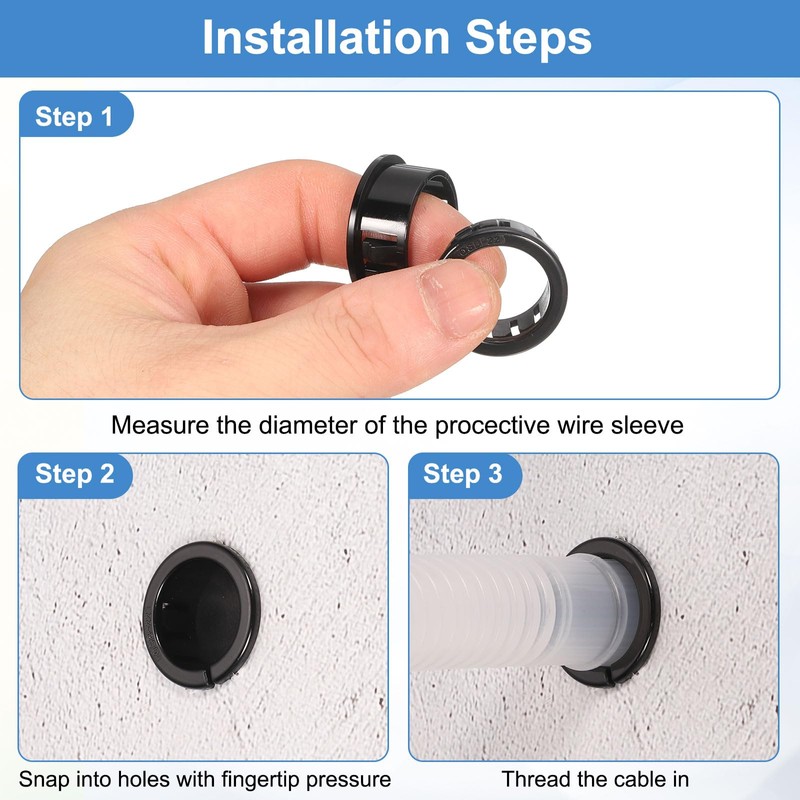 uxcell 38 Pcs Cable Snap Bushing Grommet, 3/4" Mounting Dia