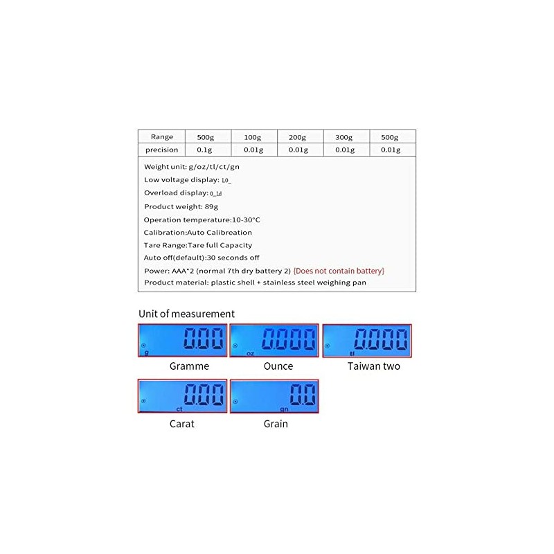 0.1g - 500g Gram Mini Digital LCD Balance Weight Pocket