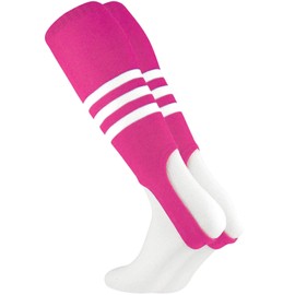 TCK Striped Baseball Stirrups Pattern B (Hot Pink/White, Medium)