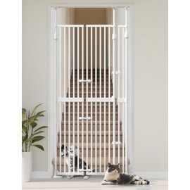 Sprouterie Extra Tall Cat Gate for Doorway: 74.8"-90.5" Tall Cat Gates for Pet 30.3"-38.2" Wide Pressure Mount No Wall Drilling for Indoor Stairs Doorway Room Door Dog Safety Barrier No Toddler