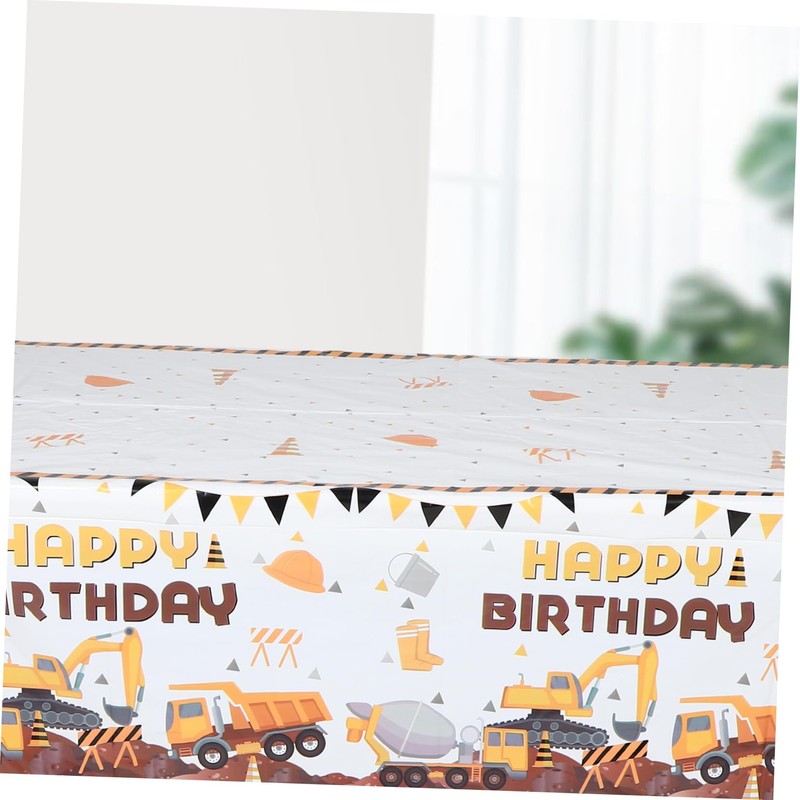 STOBAZA Construction Vehicle Theme Birthday Party Tablecloth Outdoor Fitted Tablecloths