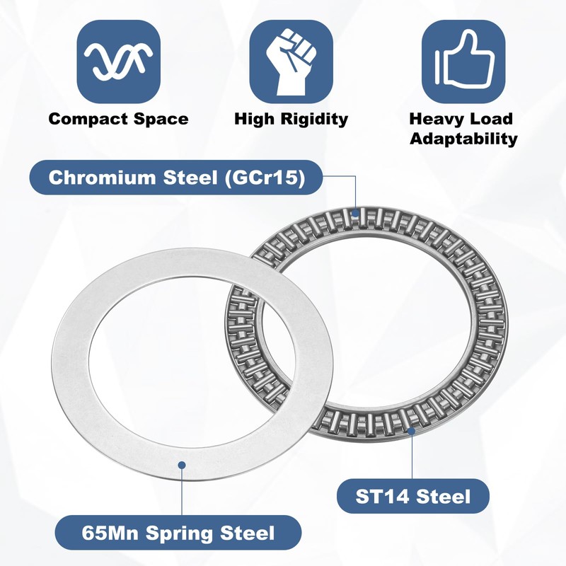 sourcing map 2 Sets AXK6590 Thrust Needle Roller Bearings with