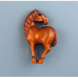 HANDMADE BOXWOOD OJIME BEAD - HORSE
