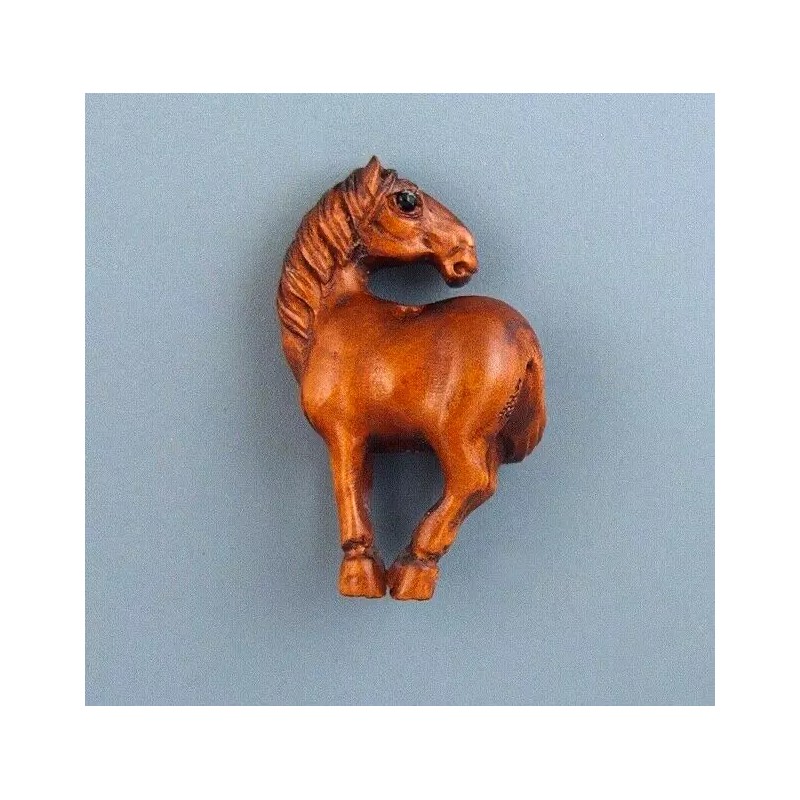 HANDMADE BOXWOOD OJIME BEAD - HORSE