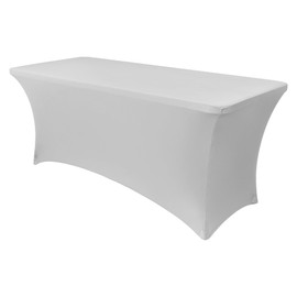 Obstal - Funda de mesa elástica de elastano para mesas plegables estándar, protector de mantel ajustable rectangular universal para bodas, banquetes y fiestas (plata, 4 pies)