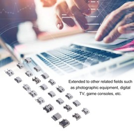 Agatige 240PCS Micro USB Socket Connector,Stainless Steel Micro USB Interface,Female Port Socket Connector Jack Plug Connector USB Repair Replacement Adapter Assortment Set for Phone, Soldering Repair