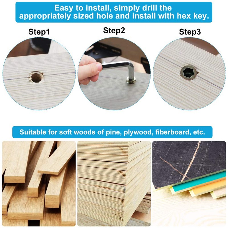 PERFETSELL 50 PCS Threaded Insert Nuts for Wood Furniture, M6x15mm