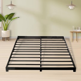 Alderose 3 Inch Bed Frame Full Low Profile, Full Size Bed Frame, Heavy Duty Metal Platform No Box Spring Needed, Easy Assembly Mattress Foundation, No Noise, Black
