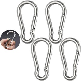 Zocita 4 Pcs Carabiner Clips Set, 3.1 Inch Stainless Steel Spring Snap Hook Heavy Duty for Key Chains Swing Outdoor Camping Fishing Hiking Traveling