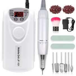 Drill para Uñas Profesional, 7 en 1 Taladro de Uñas Electrico Portátil, 30,000 RPM Velocidad Ajustable, Esmeril para Uñas con 100 Bandas de Lijado y Kit de Brocas, Herramienta De Manicura Pulidora Eléctrica para Acrílicos Geles para Uso Doméstico y Salón
