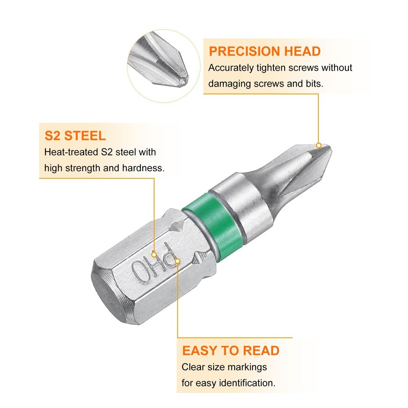 sourcing map 2pcs Phillips Screwdriver Bit PH0 1/4" Hex Shank