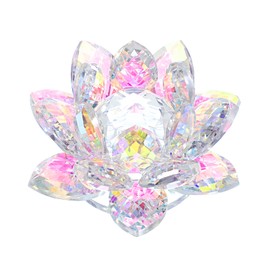 IGNPION Crystal Lotus Flower for Home Decoration - Ideal for Birthday Mother's Day Christmas Gift (80mm, Multicolor AB)