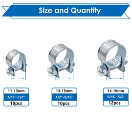 smseace 32Pcs Fuel Injection Hose Clamps 1/4inch 5/16inch 3/8inch Zinc Plated High Pressure Hose Clamps For Diesel/Petrol Pipe in Automotive,Marine,Truck