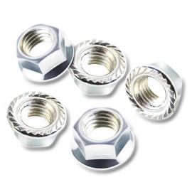 FOCMKEAS 50 Pcs Hex Serrated Flange Nuts, M10 x 1.5mm Pitch, White Zinc