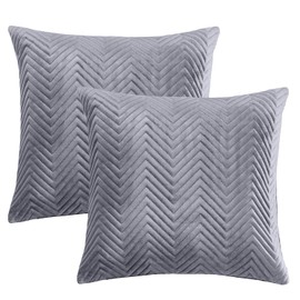 BedLooms Grey Velvet Cushion Covers 45 x 45 cm (Pack of 2) Unique Ultrasonic Cushion Cover Decorative Square Throw Pillow Case for Sofa Living Room Couch with Invisible Zipper (18 x 18 Inch)