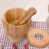 Bamboo Mortar and Pestle Set with Lid Spice Grinder Kitchen