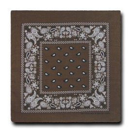 Kaiser Collection Double Sided Paisley Bandanas (1 Dozen), Brown, 22x22