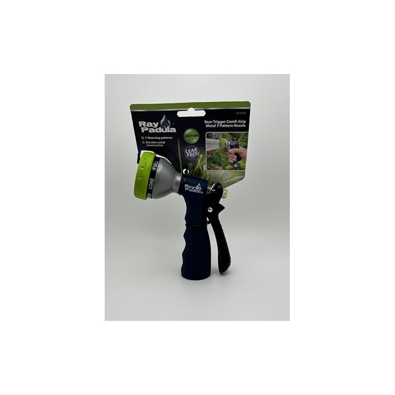 Ray Padula Comfort-Grip Metal 7-Pattern Garden Nozzle, Navy Blue and