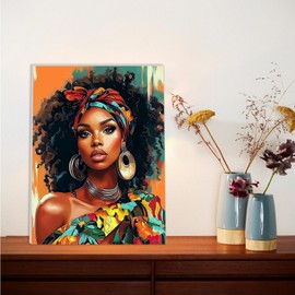 Lxmsja Beautiful Woman Paint by Numbers Kit for Adults, Acrylic African Paint by Numbers for Adults Beginner, DIY Craft Supplies Oil Painting Kits for Home Wall Decor 12x16 inch (Framed)