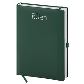 Pubblimania Agenda Giornaliera 2027 Con Elastico e Portapenna, Planner Professionale15x21 cm Per Appuntamenti Ufficio Casa e Lavoro Professionale - Copertina Rigida (Verde con Elastico)