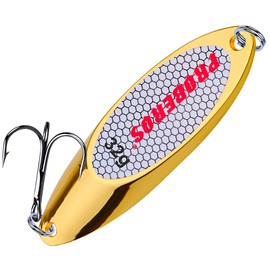 PROBEROS - Cucharas de pesca, señuelos, cebos para bajo, anzuelo con ganchos agudos, cuchara de metal duro, señuelo de pesca, 10 unidades/paquete de 12 onzas, dorado