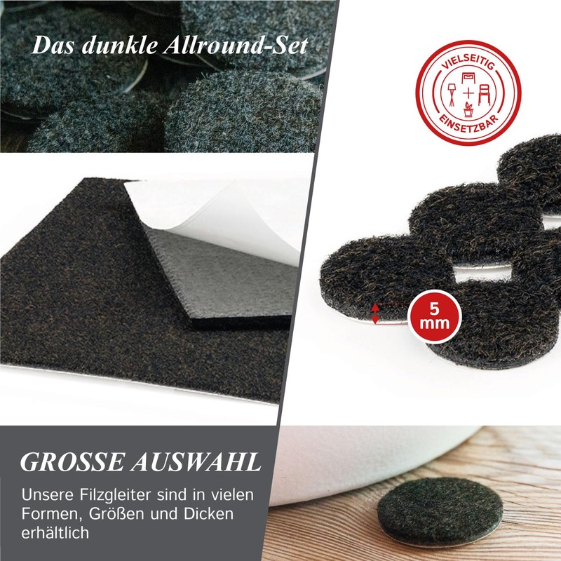 Assorted Heavy Duty Felt Pads - Brown, 226 pieces, as