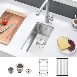 Stainless Steel Undermount Bar Sink-VASOYO 10x18 Small Kitchen Sink Undermount Wet Bar Basin 16 Gauge Single Bowl Mini Outdoor Rv Sinks with Bottom Grid