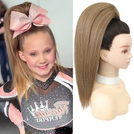 Cheer Ponytail Hairpiece All Star Cheer Hair Straight Posh Pony for Cheerleader Competition 200% density, Full and Soft Hair,Ash Blonde