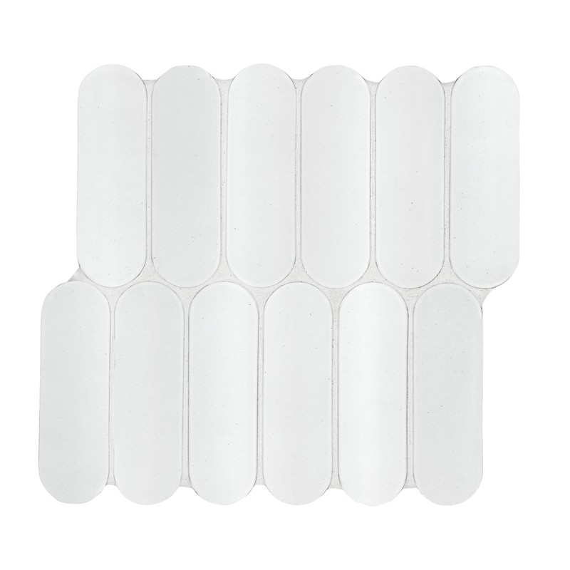MSI Bianco Glossy Ellipse Glossy Glass Mosaic Wall Tile for