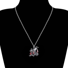 DUOWEI Enamel Welsh Dragon Necklace Fantasy Dragon Pendant Jewellery Novelty Dragon Gifts for Women Girls Dragon Lovers (Darkness)