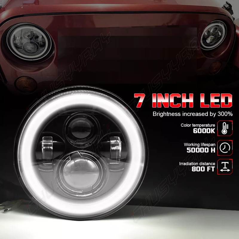 CHUSYYRAY Black Pair FOR Datsun 280ZX/240Z/260Z/280Z 7inch Round LED Headlights