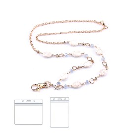 Putorex Lanyards Necklace Natural Stone Beaded Lanyards with ID Holders for Keys &ID Badges for Women (Crack)