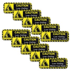 10pcs Watch Your Head Sign, Low-Ceiling Mind Your Head Warning Sticker Caution Stickers Waterproof Floor Decals Vinyl Safety Signs Decals for Basement Floor Factory (Black&Yellow)