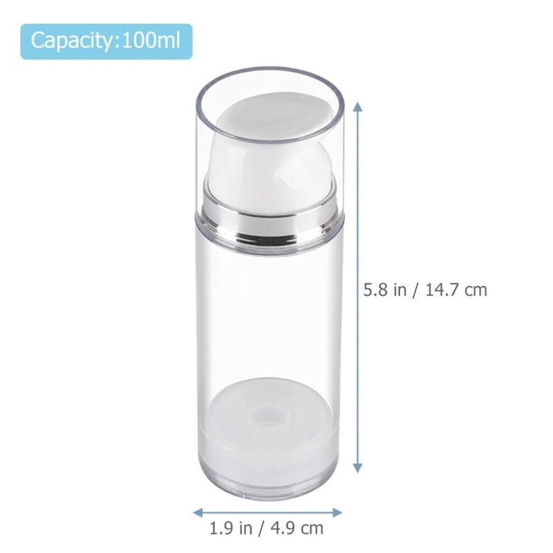 FRCOLOR 2pcs Empty Airless Pump Bottle Refillable Plastic Vacuum Pump