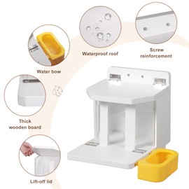 MIXXIDEA Wooden Squirrel Feeder with Water Bowl, Large Capacity Squirrels Feeders for Outside, Sturdy Construction, No Assembly Lovely Chipmunk Feeder for Corn, Peanuts, Nuts, Chestnuts (White-1pk)