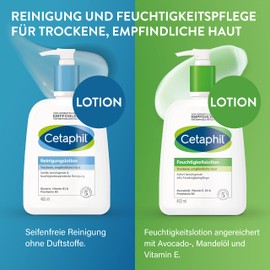 CETAPHIL Cleansing & Care Routine, Cleansing Lotion, 460 ml and Moisturising Lotion, 460 ml, for Dry, Sensitive Skin on Body and Face, Gentle Cleansing and Intensive Moisture