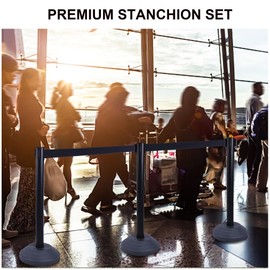 OangeStar 6 Packs Crowd Control Stanchions w/10ft Retractable Belt, Crowd Control Barriers Set w/Water Filled Base, Ideal for High Traffic Areas