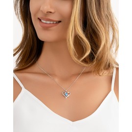 Allynne Rose Love Heart Pendant Necklaces for Women, Birthday or Mother's Day Gifts for Ladies, Silver Jewelry with Crystals, Anniversary for Wife Mom Girlfriend Her