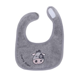 Minky Mooh Baby Bib Made of Soft Terry Towelling Organic Cotton for Girls and Boys, Super Soft and Absorbent, Oeko-Tex 100 and GOTS Certified, 25 x 20 cm, Grey, gray